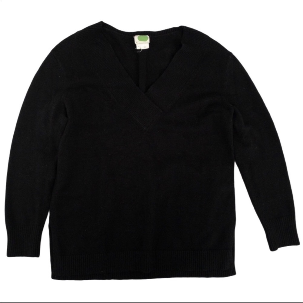 Anthropologie VNeck Black Wool Sweater Side Slit Size S. - Picture 2 of 11